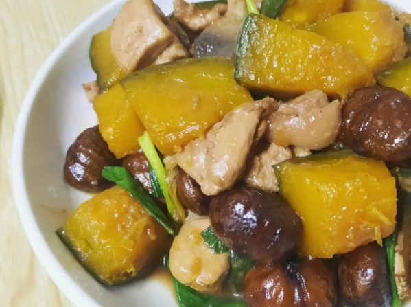 南瓜栗子炆雞 做法